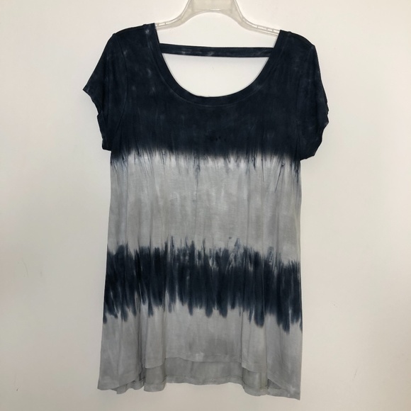 Cable & Gauge Tops - Cable & Gauge Blue & Gray Tye Dye Hi-Low Top ~L
